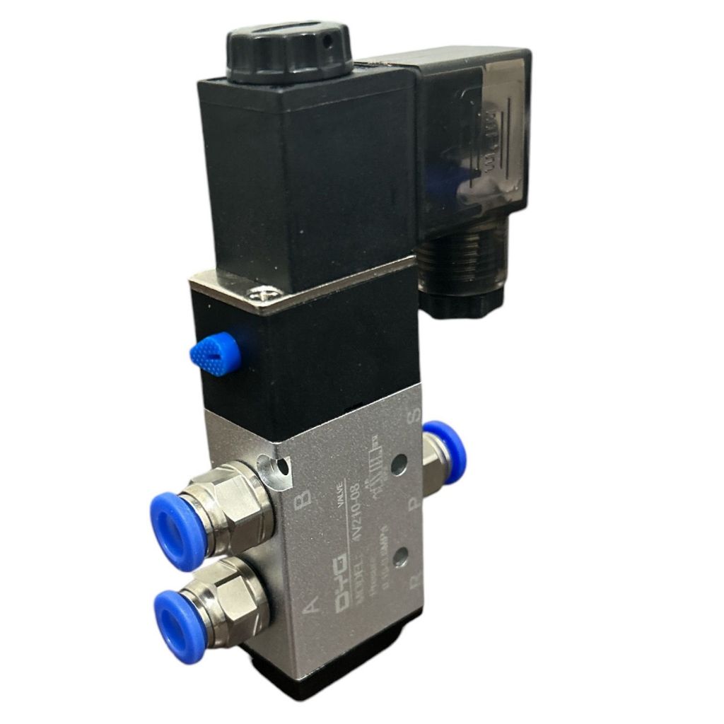 Válvula Pneumática Solenoide 5/2 Vias 1/4 Conectores  8mm