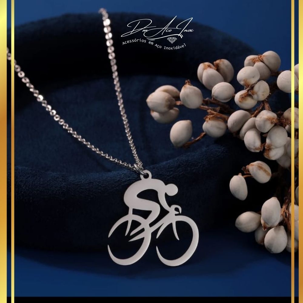 Colar Bike Bicicleta Aço Inoxidável Pingente Bike Speed Mountain Ciclista Ciclismo Wicca Dark Goth Artesanal