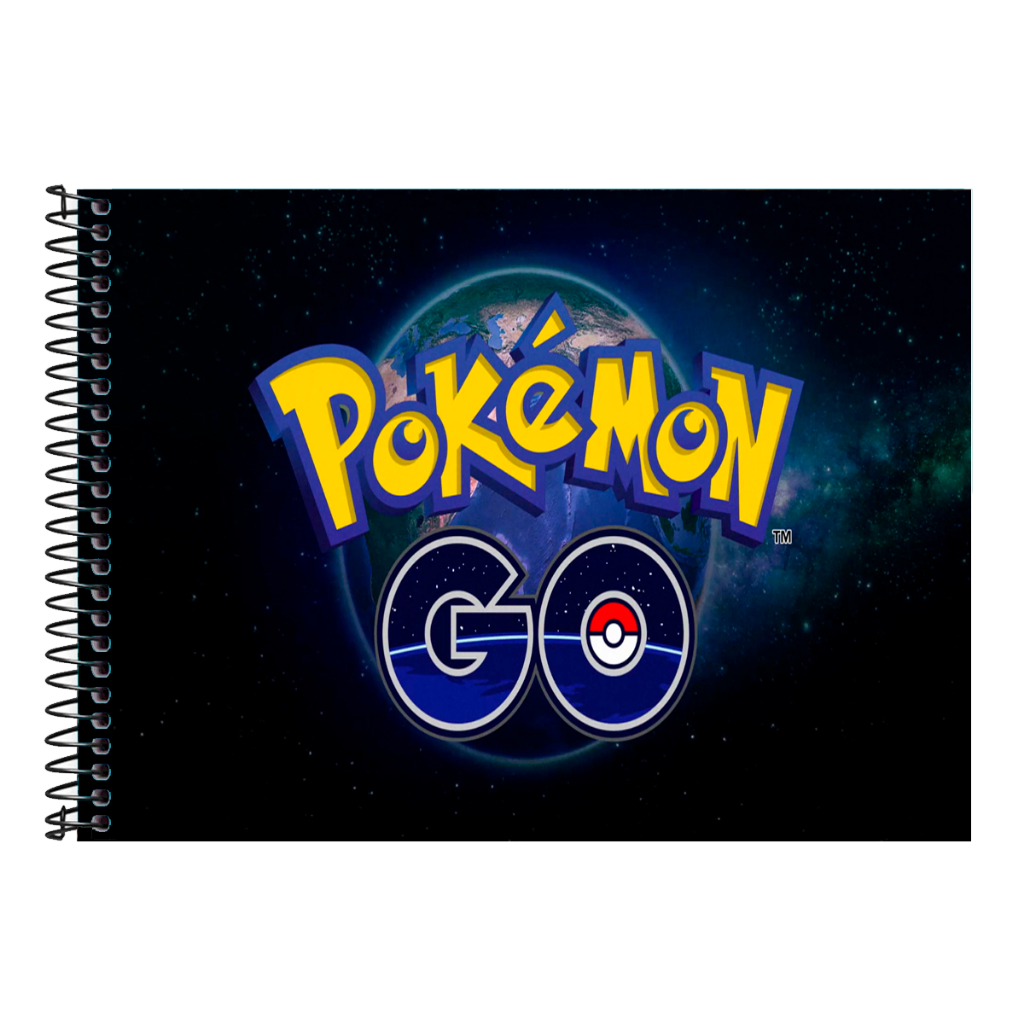 Caderno Desenho Pokemon Go Capa Dura 48 Folhas, 96 Folhas