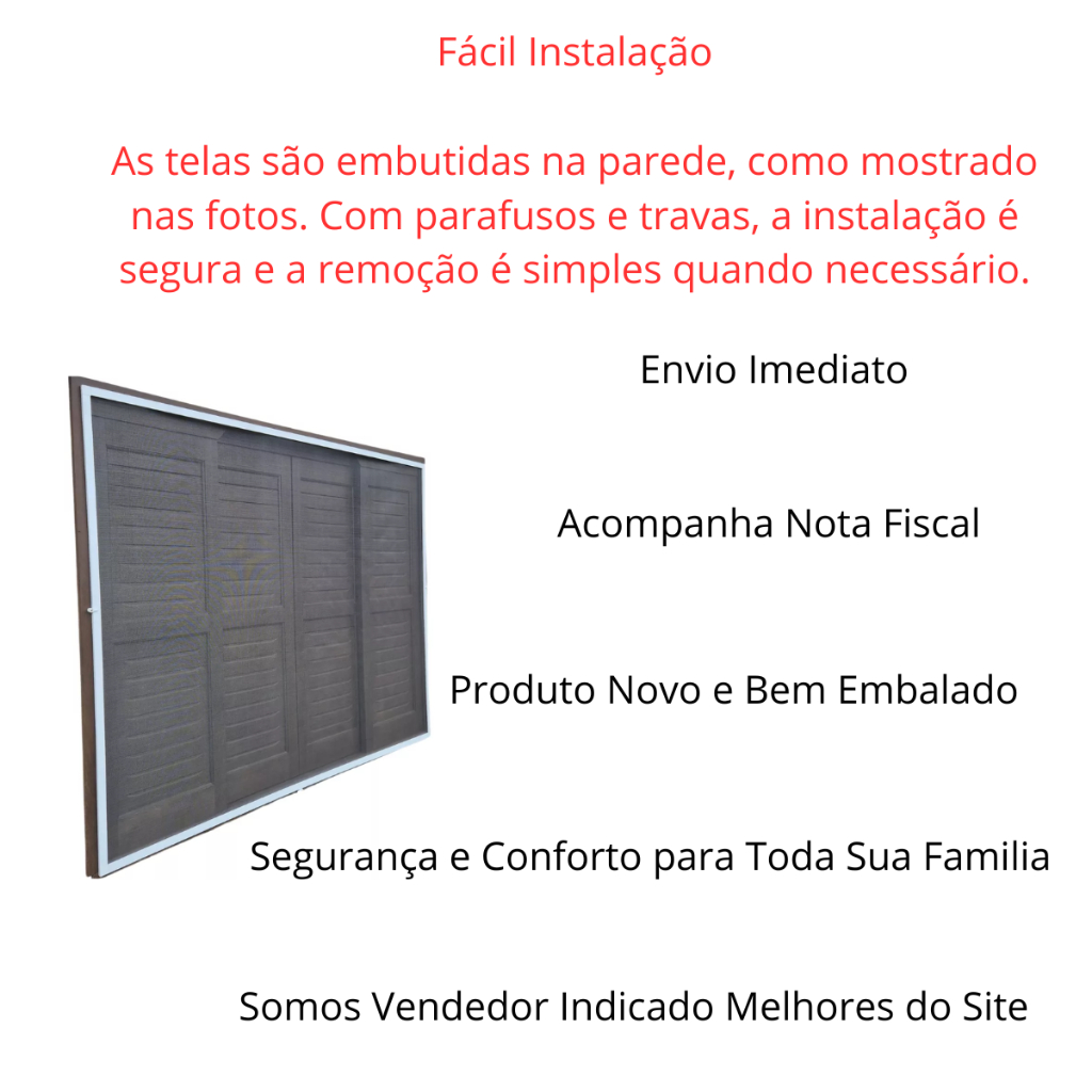 Tela mosquiteiro para janela 150 x120 Perfil de aluminio kit completo
