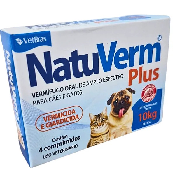 Vermífugo Natu Verm Plus Vermicida Giardicida 660mg 10kg Vetbras