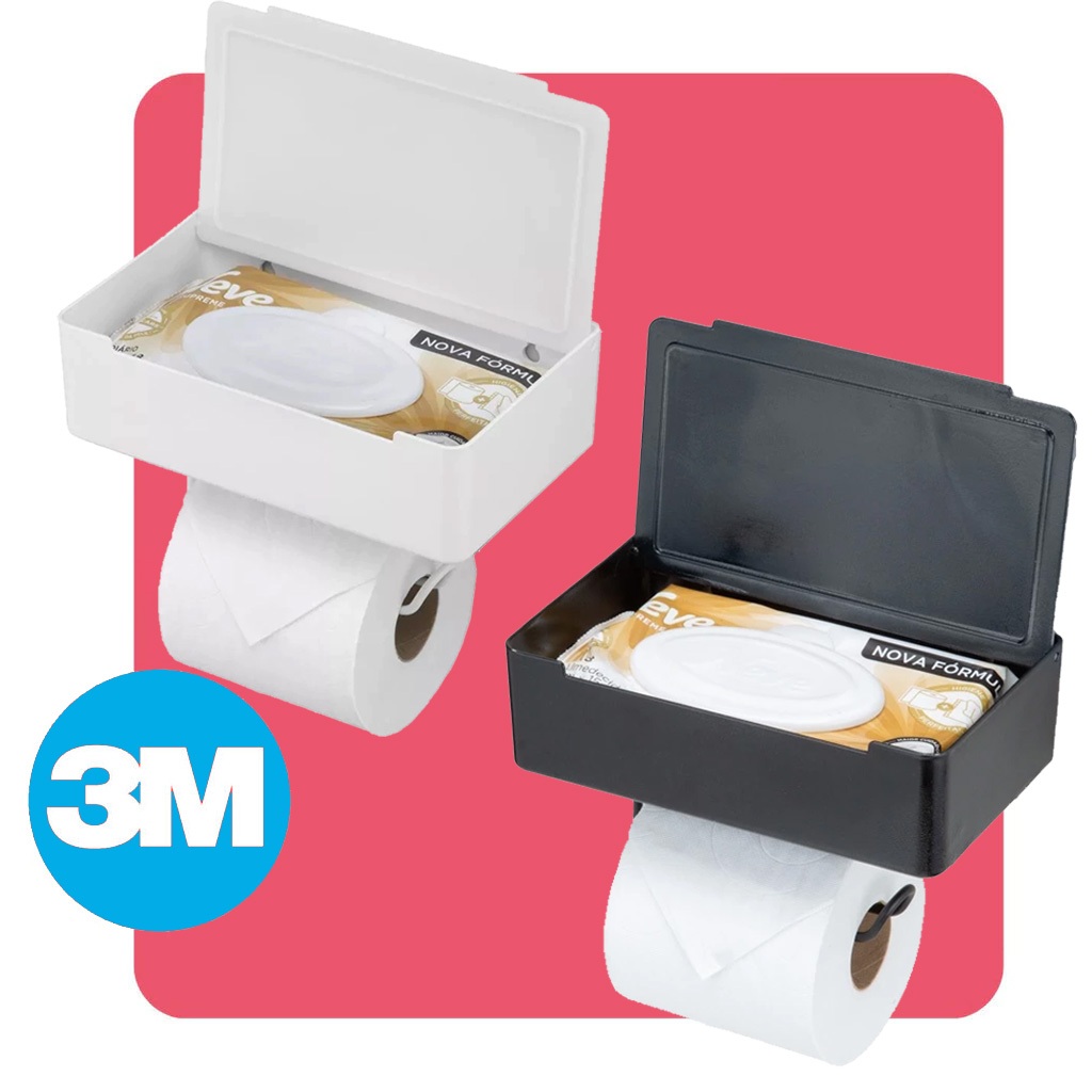 Porta Papel Higienico Lenco Umedecido Suporte Para Celular Sem Furo Fixação Dupla Face 3M Arthi