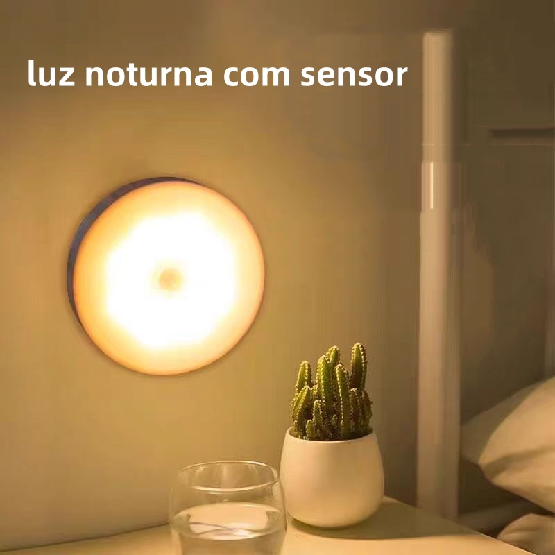 Luminárias Luz Noturna LED Sem Fio Com Magnético Sensor Presença Usb Recarregável Quente e Fria Lâmpada Branco