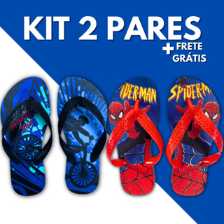 Kit 2 Pares Chinelo Sandalia Masculino Infantil Calçado Menino Criança Confortável Macio Estampas Personagens Masculina em Oferta na Shopee