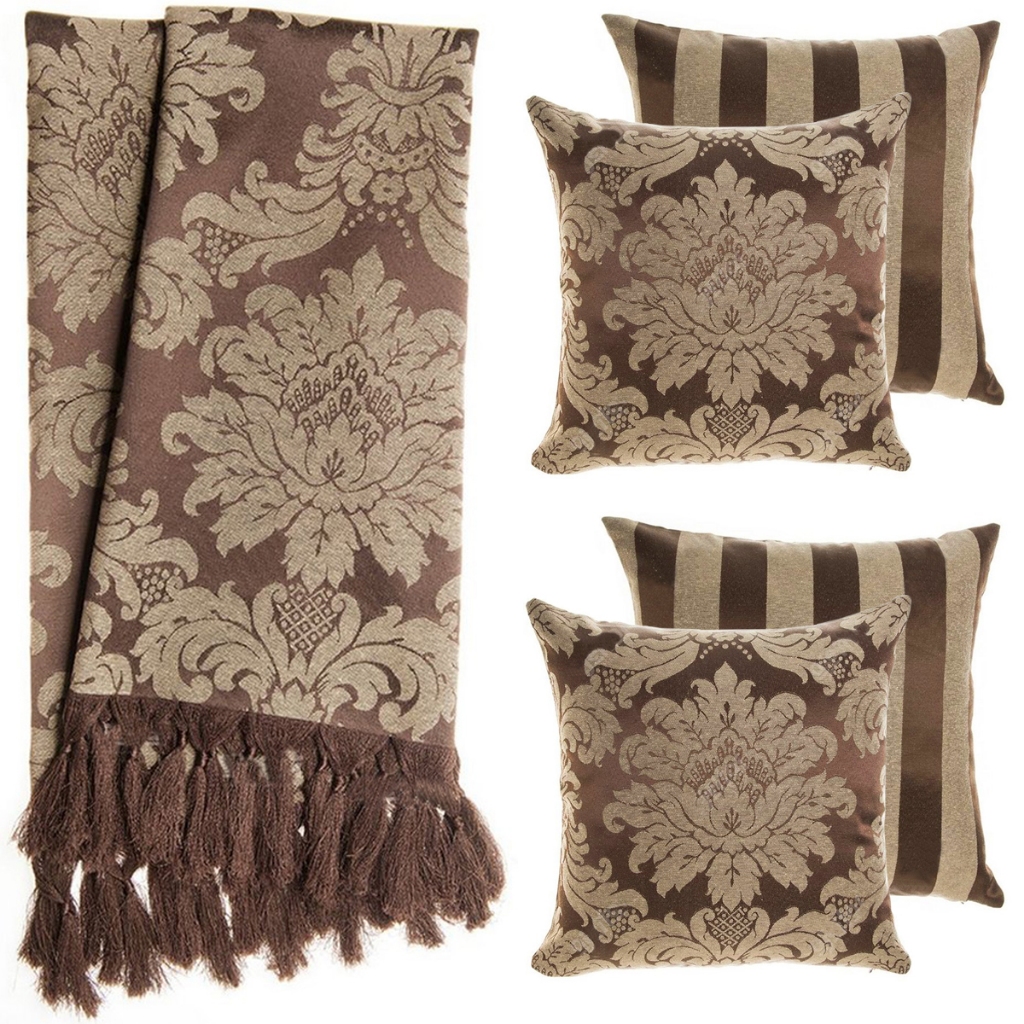 2 Mantas para Sofá 210x140 + 4 Capas para Almofadas - Marrom em Oferta na Shopee