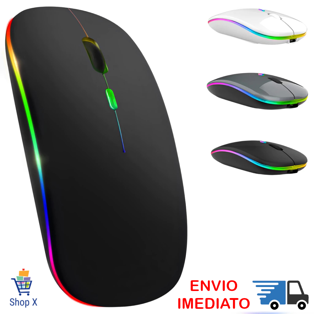 Mouse Sem Fio Recarregável Bluetooth Wireless Led RGB Bateria Interna Ergonômico Silencioso