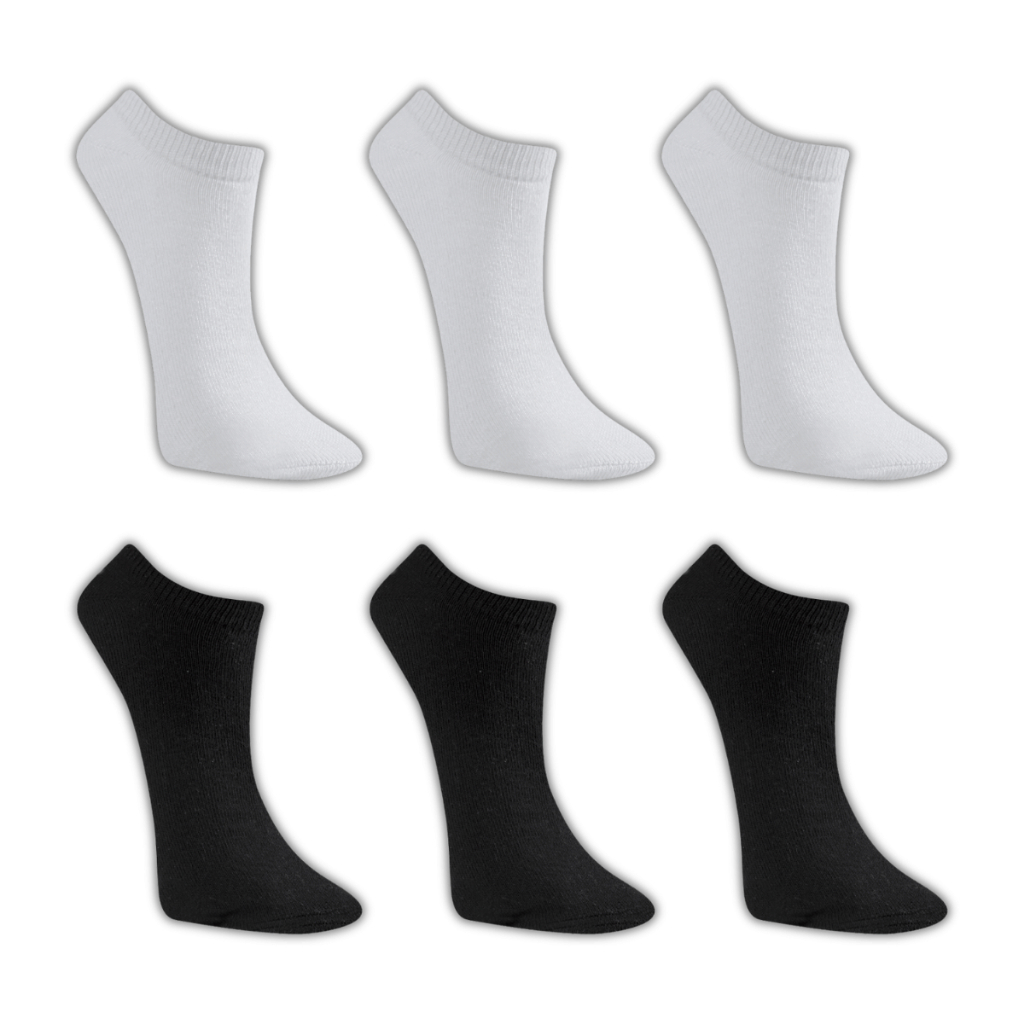 Kit 6 Pares Meia Soquete Algodão Cano Curto Infantil Unissex Menino Menina Conforto Invisível Branca