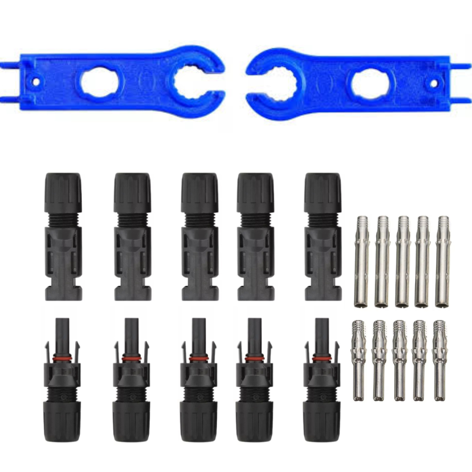 Kit 5 Pares de Plug Terminal Conector MC4 Cabo Painel Energia Solar Placa Fotovoltaica Instalação de Módulo Inversor Mac