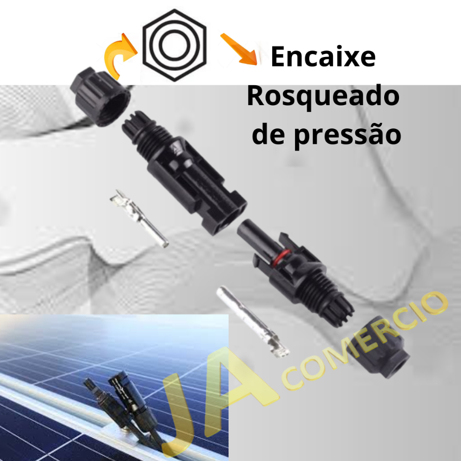 Kit 5 Pares de Plug Terminal Conector MC4 Cabo Painel Energia Solar Placa Fotovoltaica Instalação de Módulo Inversor Mac — imagem 2 de 2
