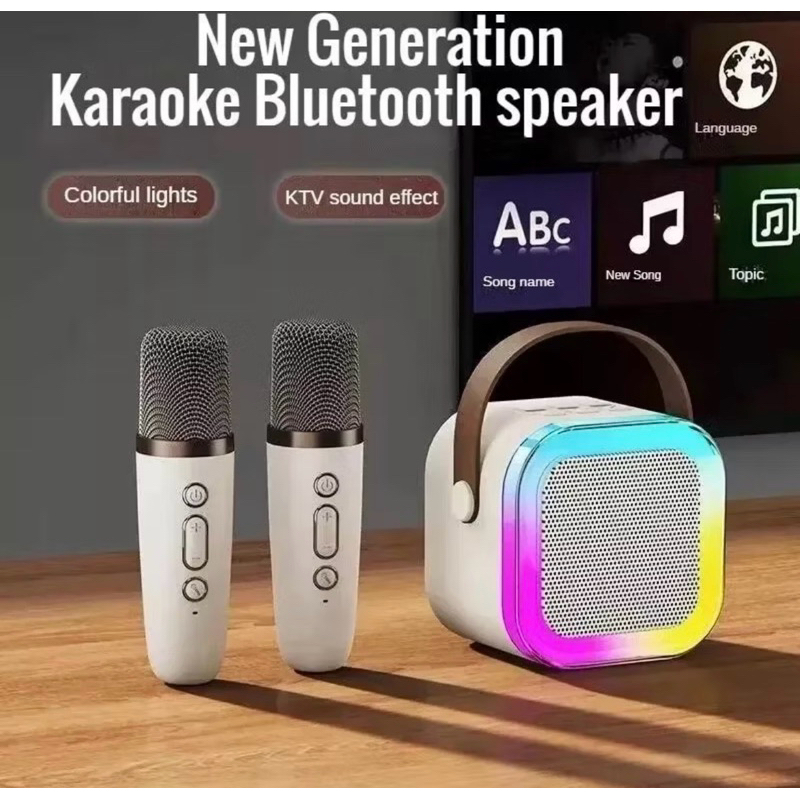 Caixa De Som Com Microfone Alto-Falante Karaokê sem fio Bluetooth Portátil
