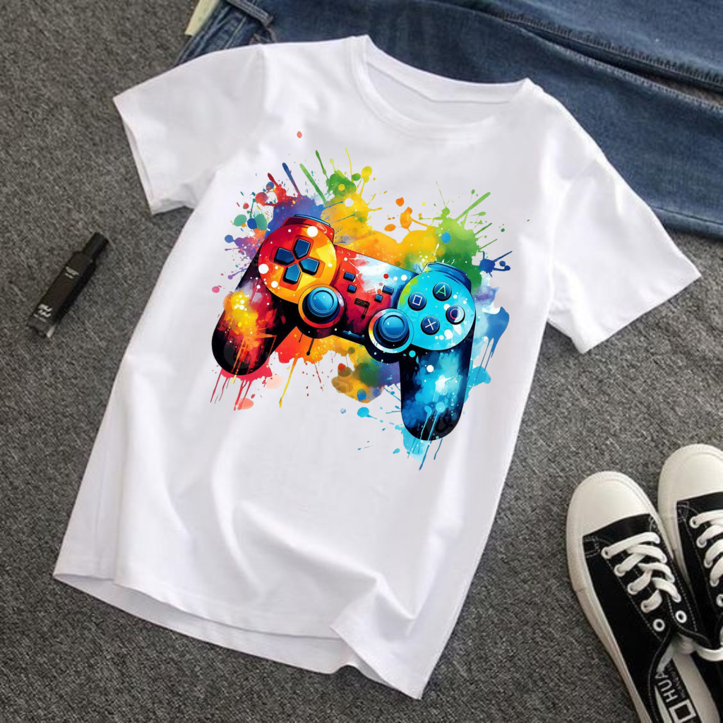 CAMISETA  INFANTIL JUVENIL VARIOS MODELOS GAMER CONTROLE PLAY BLUSA MANGA CURTA MENINA MENINO UNISEX em Oferta na Shopee
