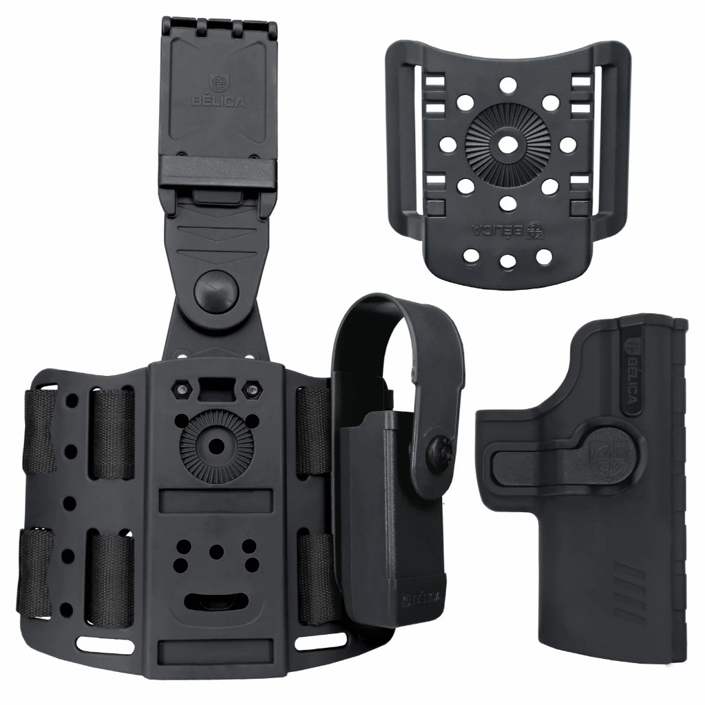 Combo Coldre Tático PRO SR Bélica | Coxa + Plataforma + Porta Carregador |  G2C G3 TX22 PT 24/7 809 838 845 | Tisa PX9