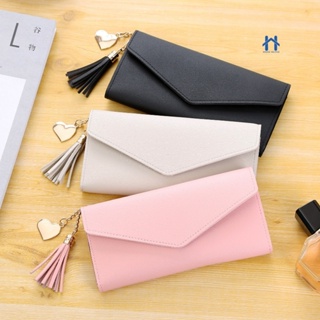 Bolsa Carteira Feminina Grande Porta Cartões de Couro Colorido com Chaveiro e Franja em Oferta na Shopee
