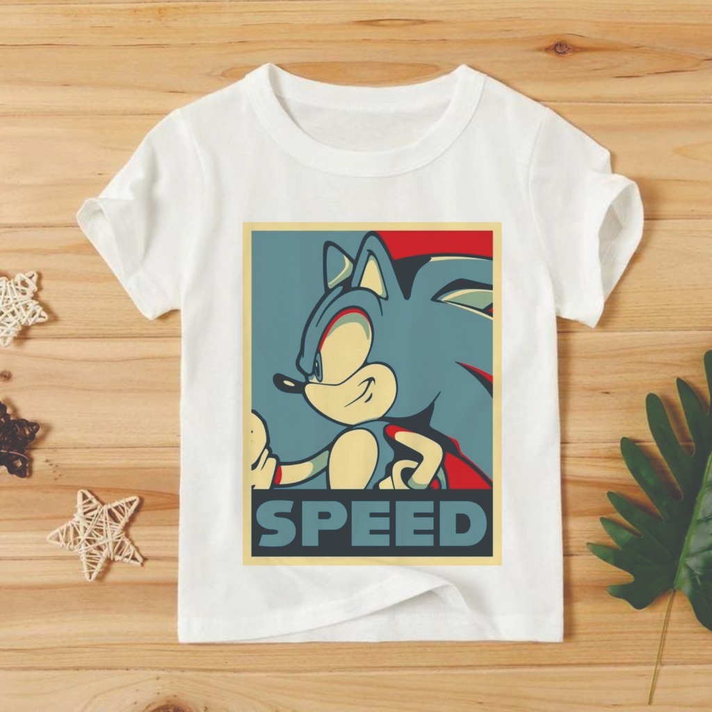 Camiseta Infantil Sonic Menino e Menina, blusa infantil