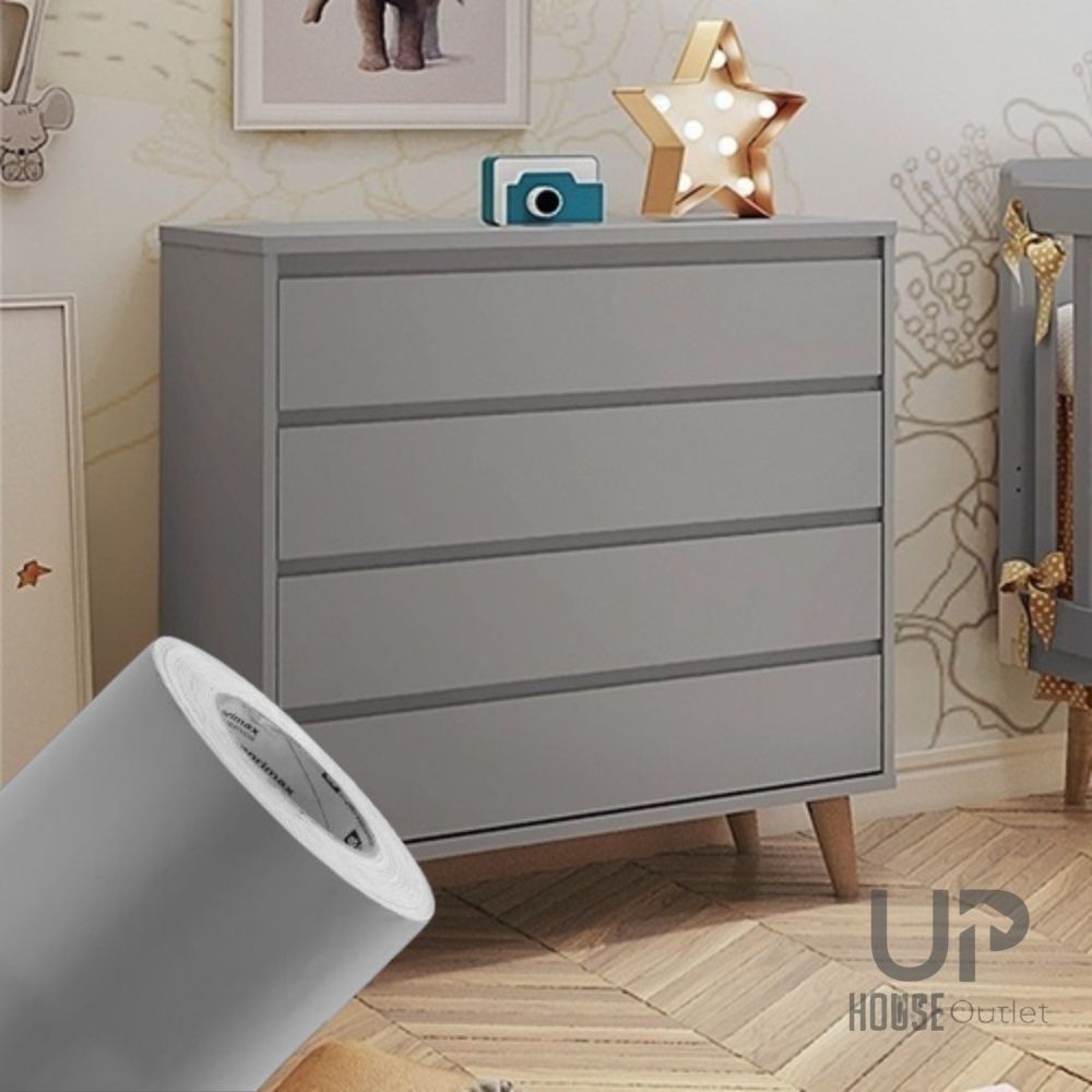 Papel de Parede PREMIUM Ciinza 5 metros Papel Adesivo para Móveis Cinza 5m x 45 cm Texturizado