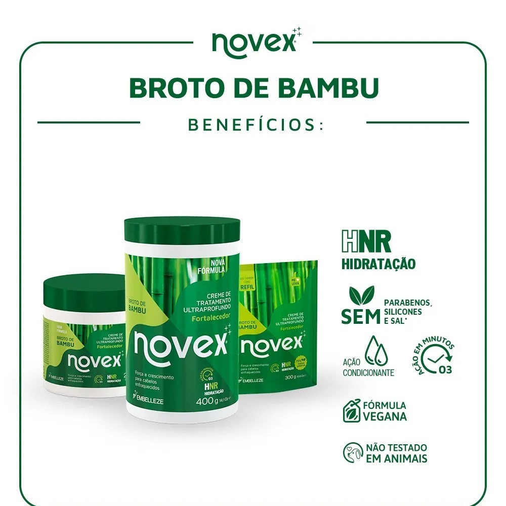 Detalhes do Creme de Tratamento Novex Broto de Bambu 1kg