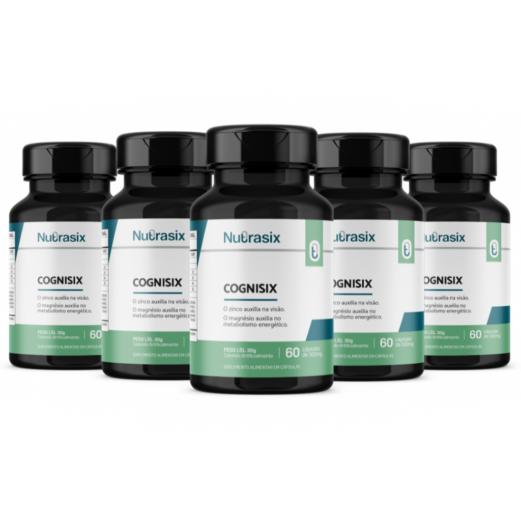 KIT 5 SUPLEMENTOS PARA MEMÓRIA COGNISIX 90 CÁPSULAS – NUTRASIX