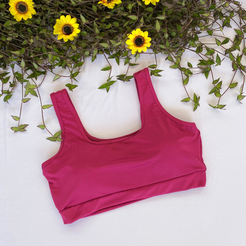 Top Básico Rosa Academia Fitness Forrado e Com Bojo Removível em Oferta na Shopee