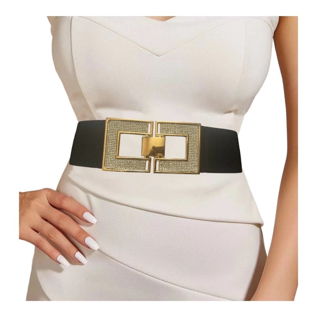 Cinto elástico feminino preto alvenaria Brilhante em Oferta na Shopee