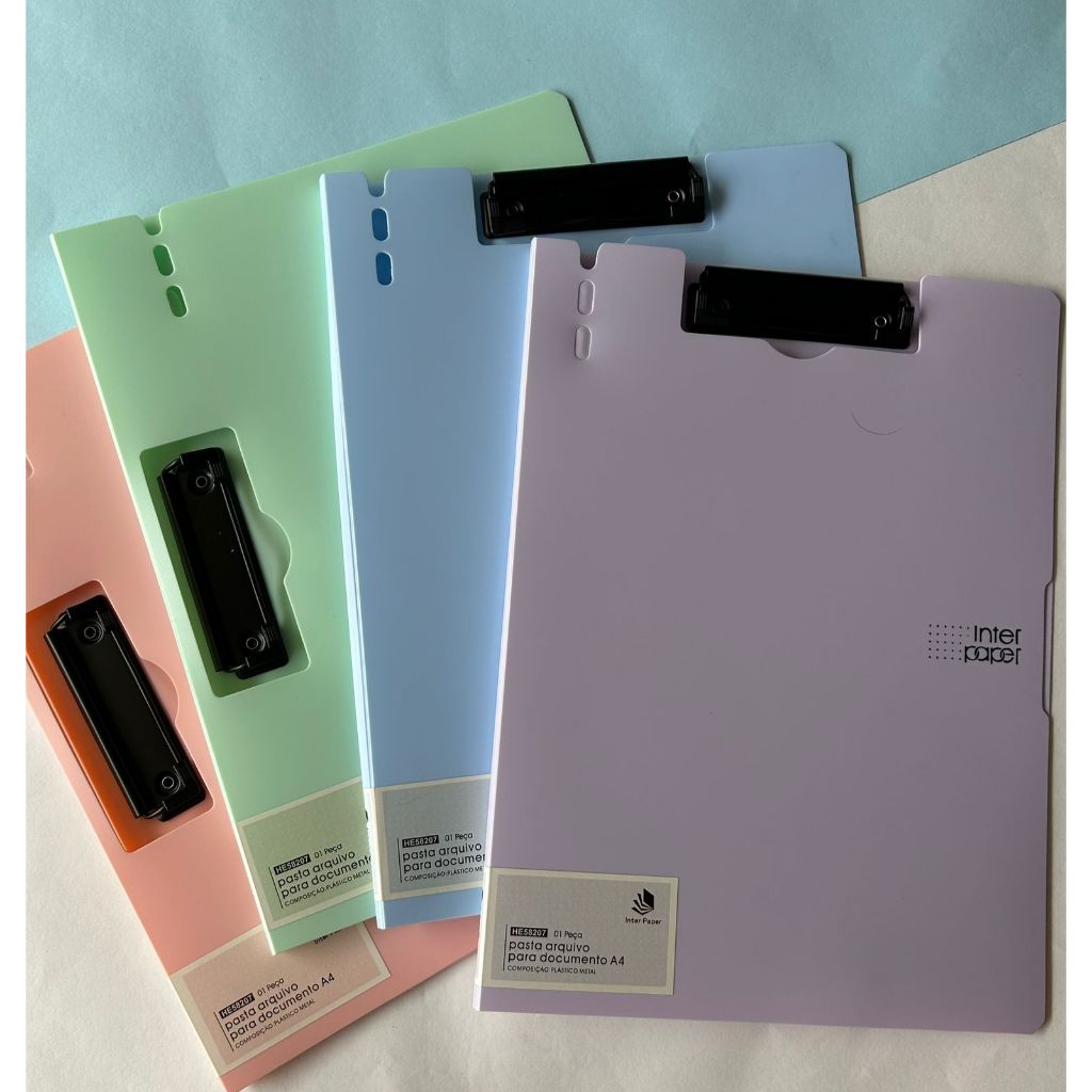 Pasta Prancheta A4 Arquivo Para Documento Tons Pasteis em Oferta na Shopee
