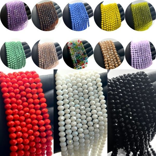 10 Fios de cristal facetado de vidro 8mm aprox 67 peças por fio em Oferta na Shopee