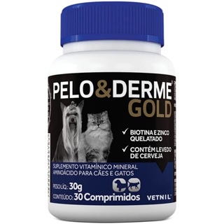 Pelo & Derme Gold Suplemento Para Cães e Gatos Vetnil 30Comp em Oferta na Shopee