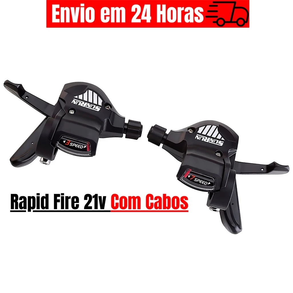 Alavanca Passador Trocador Marcha Bike 3x7v 21v / 3x8 24v Sunrun Sem manete Compativel Com Shimano e Outros