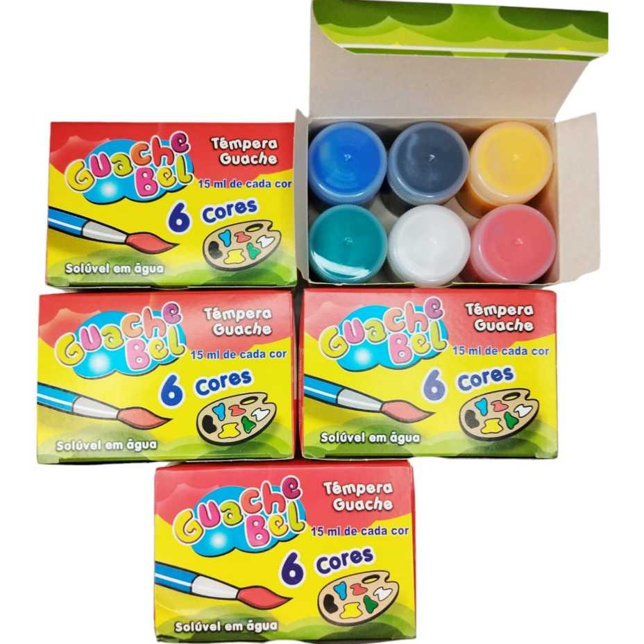 5 Cx Tinta Guache 15ml Tempera 6 Cores Pintura Aquarela Atacado Kit Lembrancinha Infantil Escolar em Oferta na Shopee