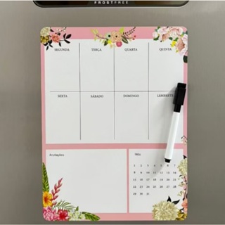 Planner Magnético Lousa Lembrete Imã Geladeira Porta Recados Anotação Semanal Mensal em Oferta na Shopee
