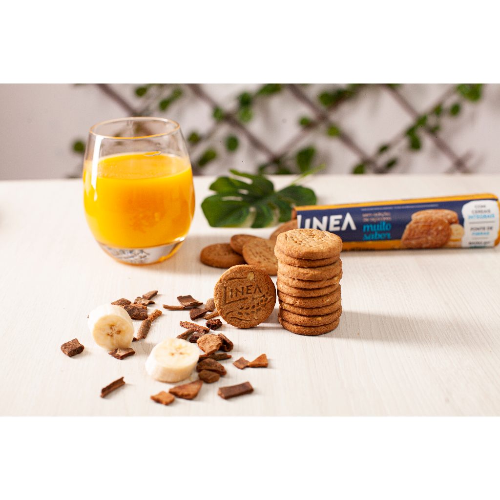 Detalhes do Kit 2 Biscoitos Integrais Linea Sabor Banana e Canela 100g