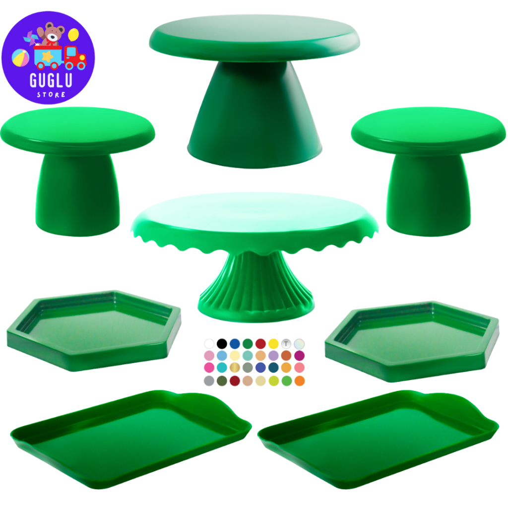 Kit Mesa de Festa- 1 Boleira Cake Slim 17cm , 2 Mini Cake Slim , 1 Boleira Cake Renda 19cm , 2 Mini Sextavada e 2 20x13 em Oferta na Shopee