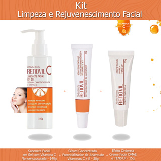 Kit Rejuvenescedor Abelha Rainha - Sabonete Facial em Gel Vitamina C + Sérum Concentrado + Creme Facial Efeito Cinderela em Oferta na Shopee