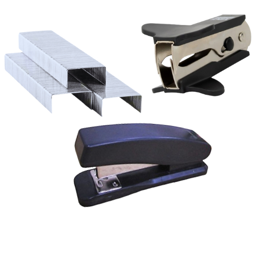 Kit Grampeador de Metal Preto 26/6 + 5.000 Grampos + Extrator de Grampos Garra