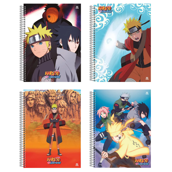 CADERNO ESPIRAL NARUTO COM ADESIVOS  (160 FLS 10M ANIMATIVA)