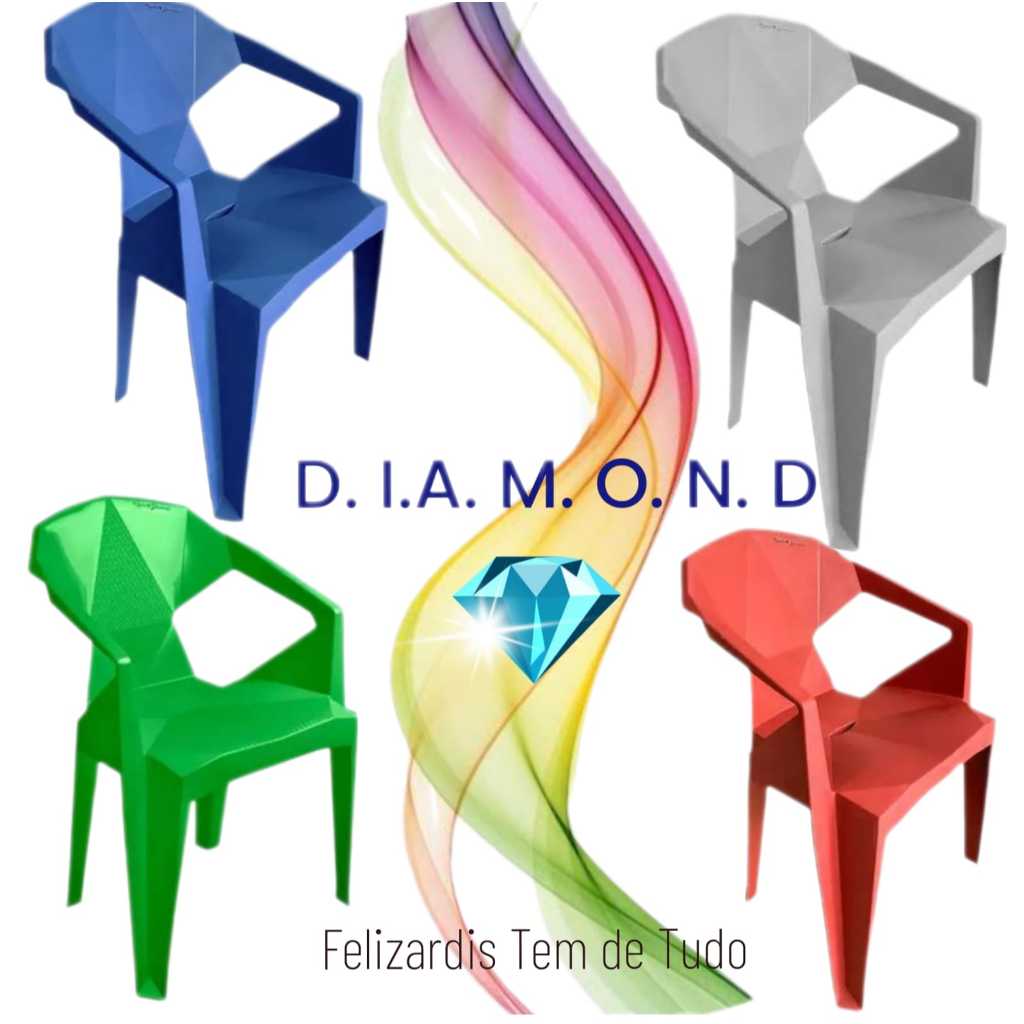 Cadeiras Diamond  Coloridas 182kg Cozinha Bar Festa Area de Lazer em Oferta na Shopee