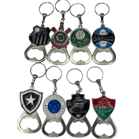 Chaveiros Escudo de Metal Aço Inox Time de Futebol Brasileirão Com Abridor de Garrafa em Oferta na Shopee
