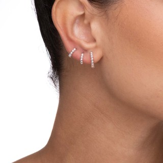 Trio Brinco Argola Click Prata 925 Bolinhas em Oferta na Shopee