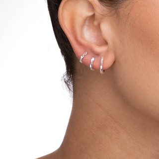 Trio Brinco Argola Click Prata 925 Torcido em Oferta na Shopee