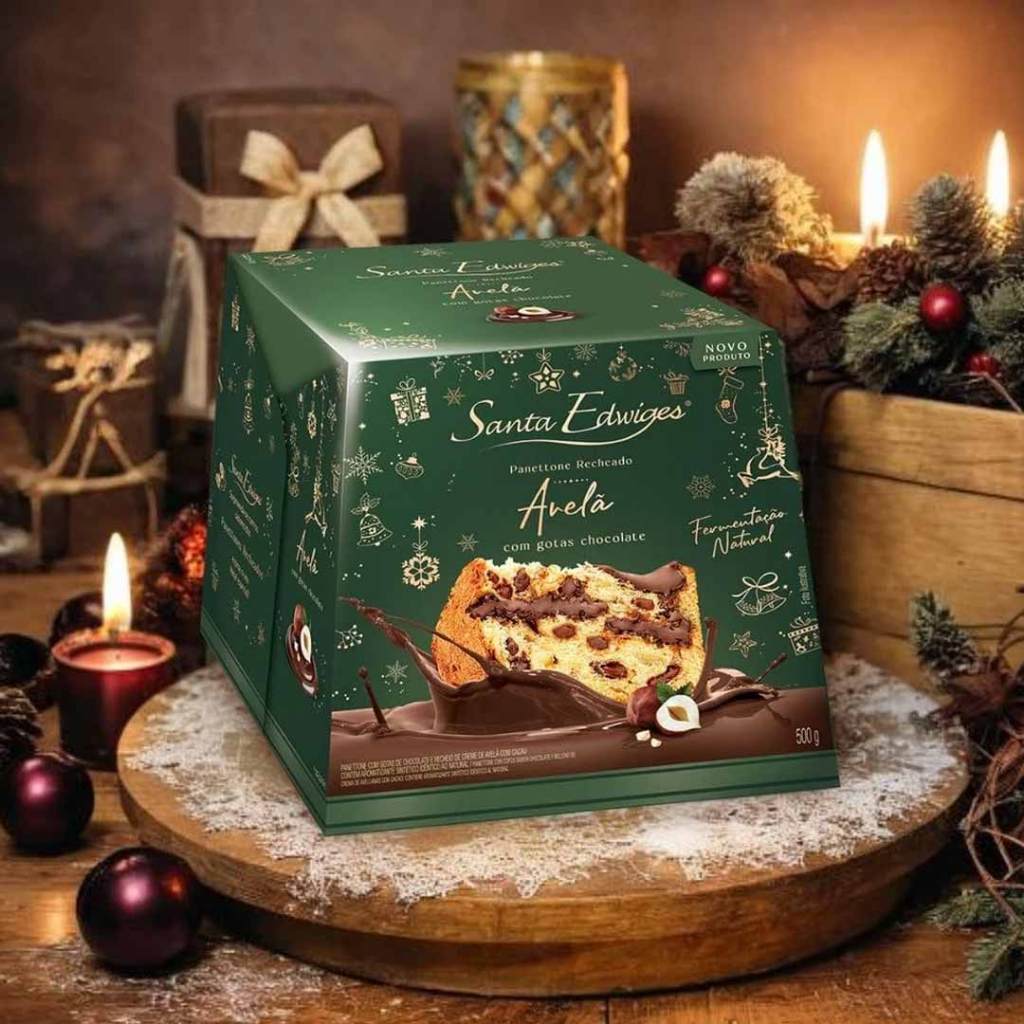 Panettone Recheado Avelã com Gotas Chocolate 500g - Santa Edwiges — imagem 2 de 2