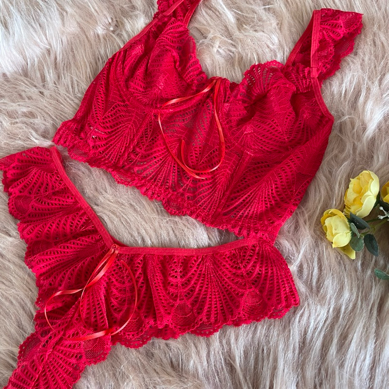 Conjunto Francis Camiseta Renda Sexy Sensual Cropped
