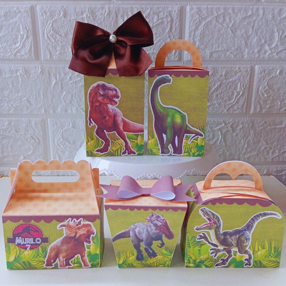 Kit caixas mimos Personalizados Jurassic Park dinossauro Lembrancinhas para Festa aniversário - PEGUE E MONTE