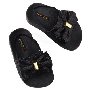 Sandalia de bebe menina com elastico nao escorrega gliter laço rosa preta em Oferta na Shopee