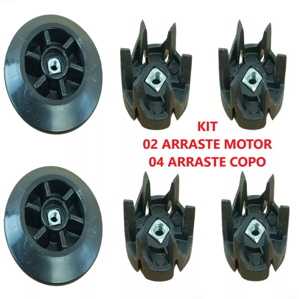 Kit 2 Arraste do Motor + 4 Arraste do Copo Liquidificador Mondial L1200 Turbo Inox