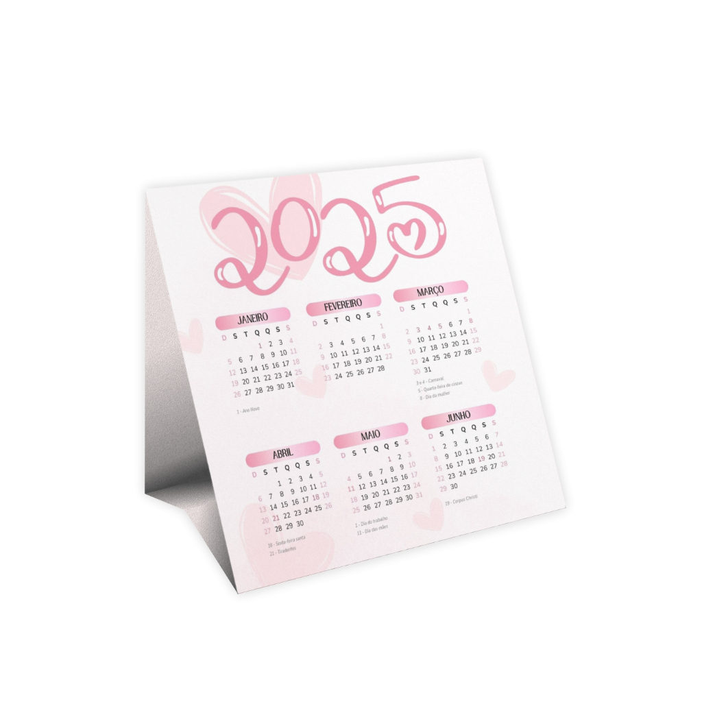 Calendário de Mesa Personalizado Tamanho 10x10cm Papel Triplex 250g