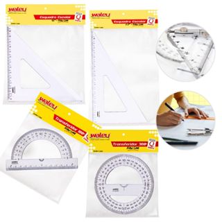 Kit 4un Transferidor 180 e 360 Graus Esquadro 45 e 60 Graus Escolar Matemática Geometria em Oferta na Shopee