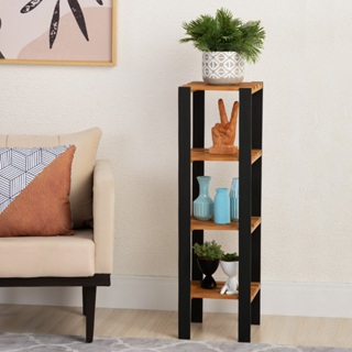 Estante Armário Multiuso 4 Prateleiras de Madeira Maciça, Torre Organizador Cozinha, Lavanderia em Oferta na Shopee