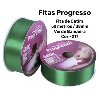Fita Cetim cor Verde Bandeira CF009 38mm Rolo com 50 Metros Progresso