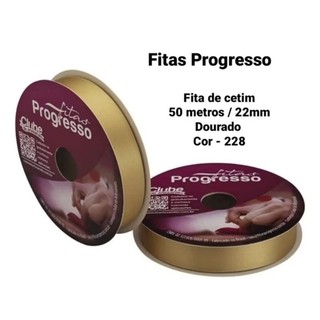 Fita Cetim cor Dourado CF005 22mm Rolo com 50 Metros Progresso