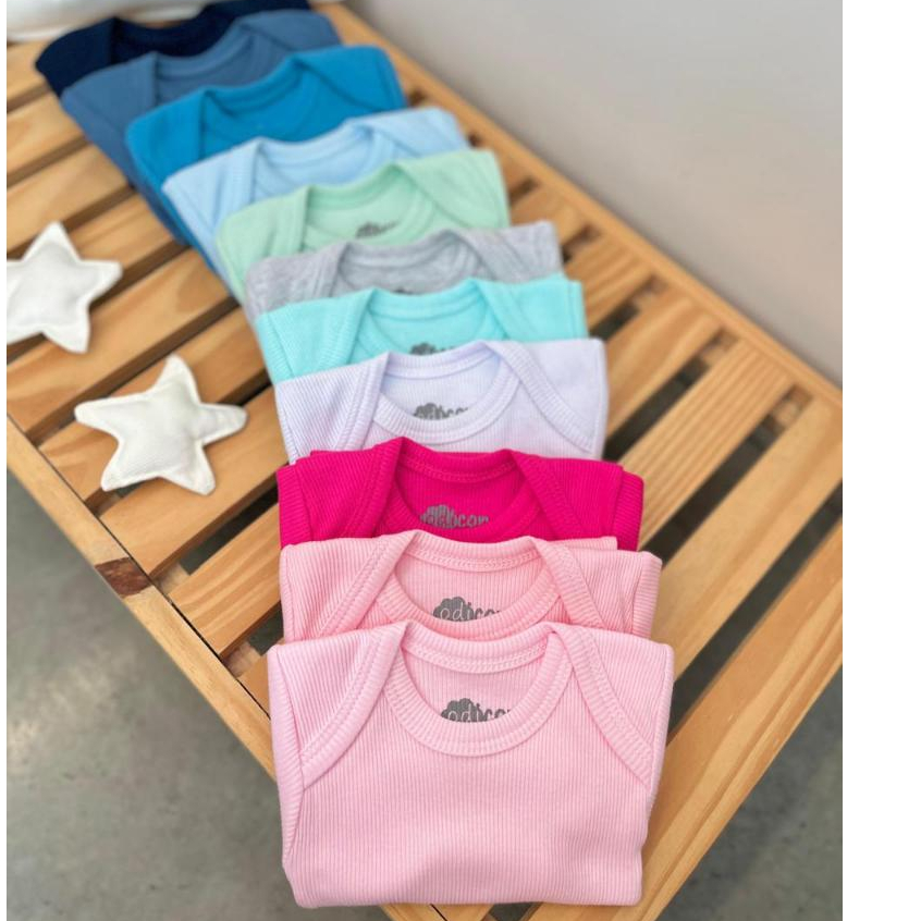 Kit 6 Peças RN ao 3 Conjunto Bebê Canelado Antialérgico 100% Algodão 3 Body + 3 Calça Sort...