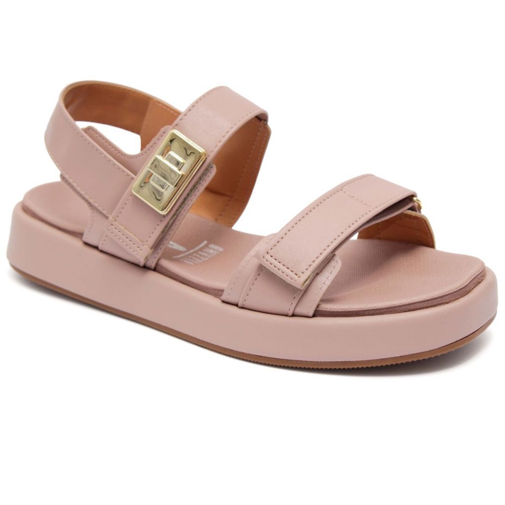 Sandália Papete Vizzano Feminino Flats Confortável Taupe Original 6506